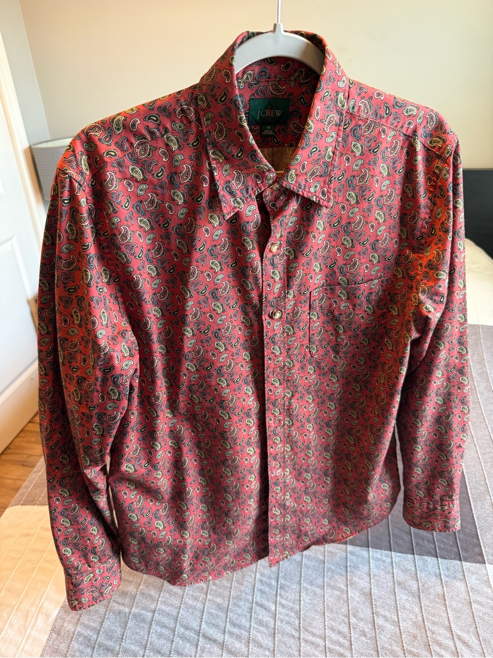 J. Crew Men's Red Paisley Button-Down Shirt